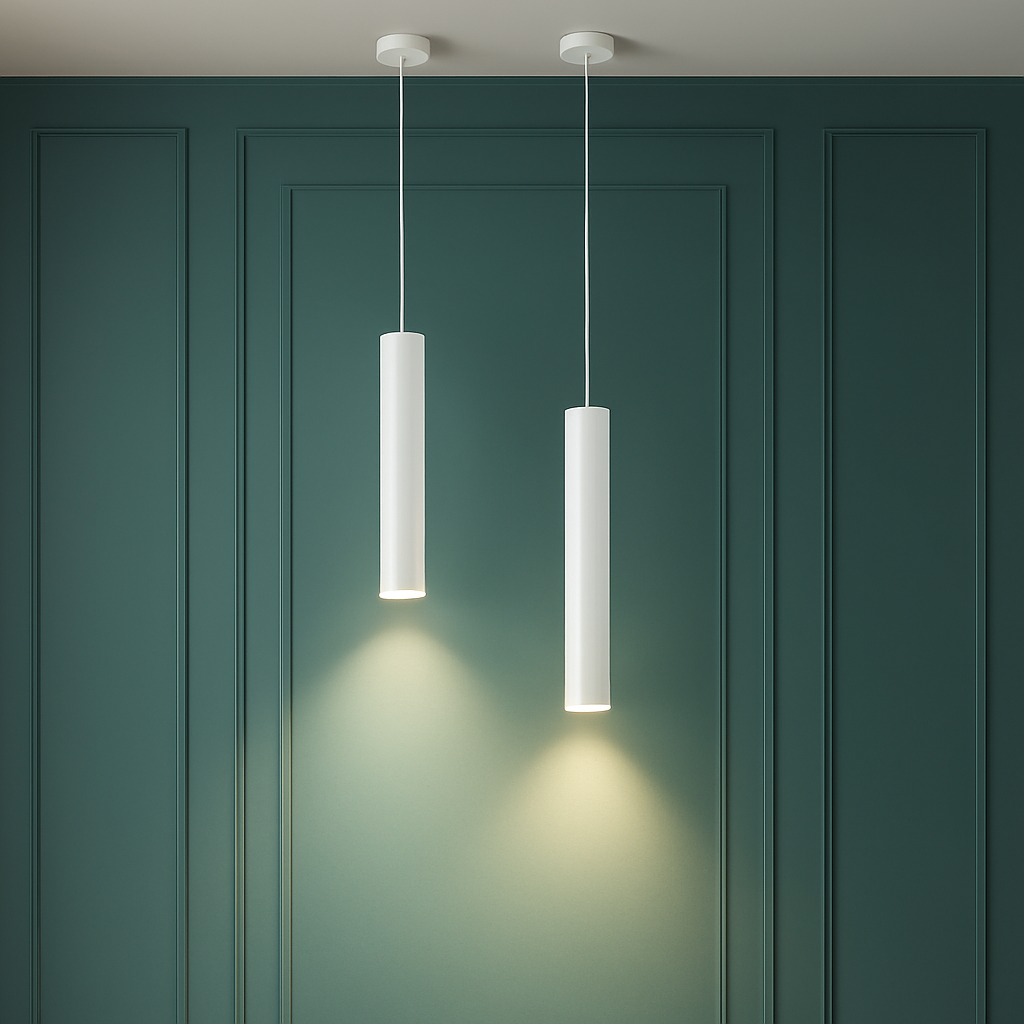 suspension led lampe long tube lustre aluminium suspendu foco - vue 4 sur 16