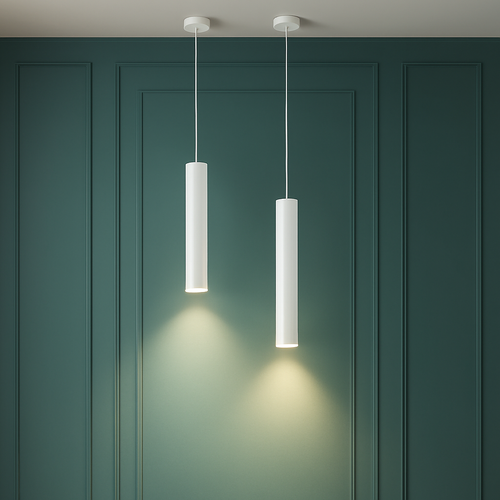 suspension led lampe long tube lustre aluminium suspendu foco - vue 5 sur 16