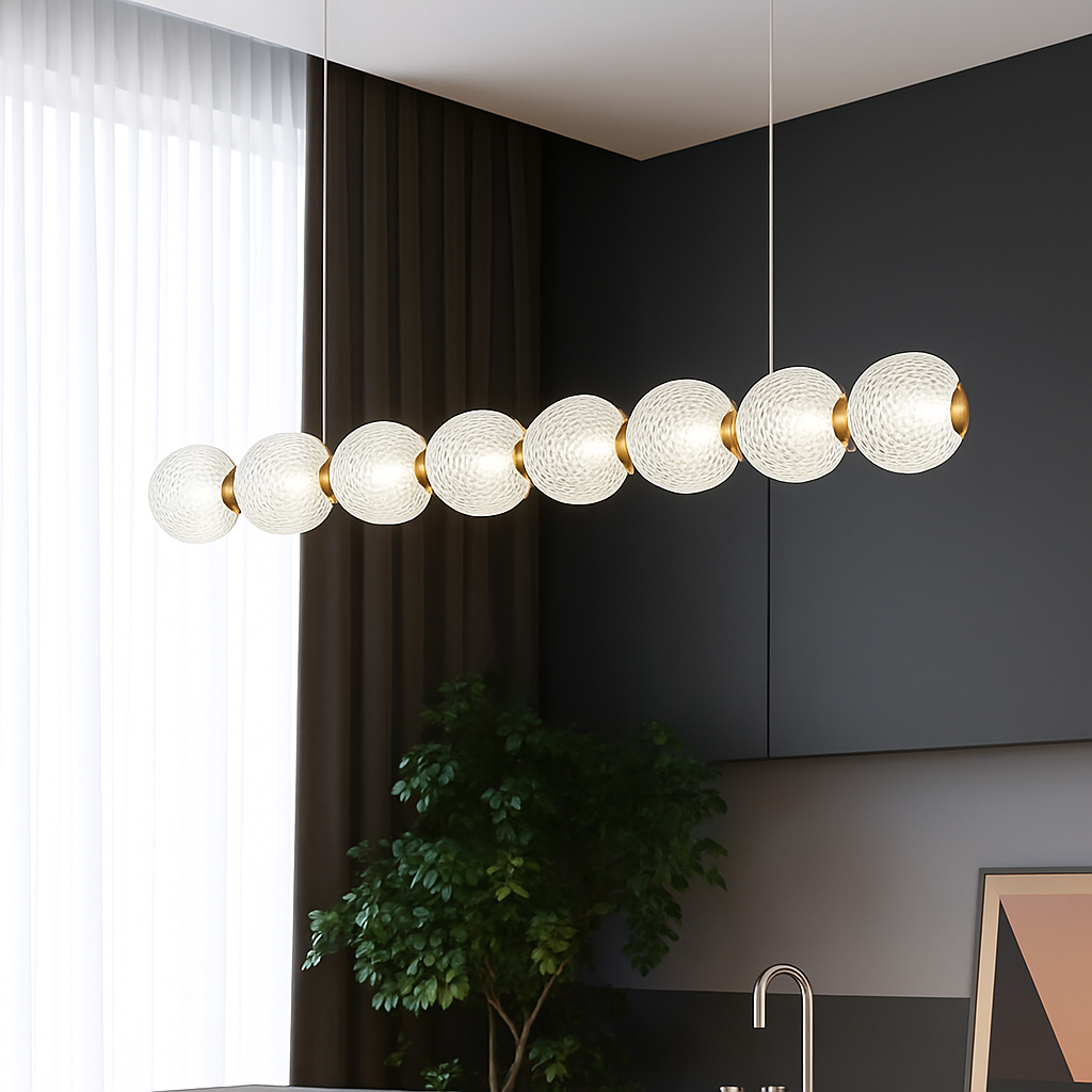 suspension led minimaliste en boule acrylique hauteur réglable - vue 4 sur 7