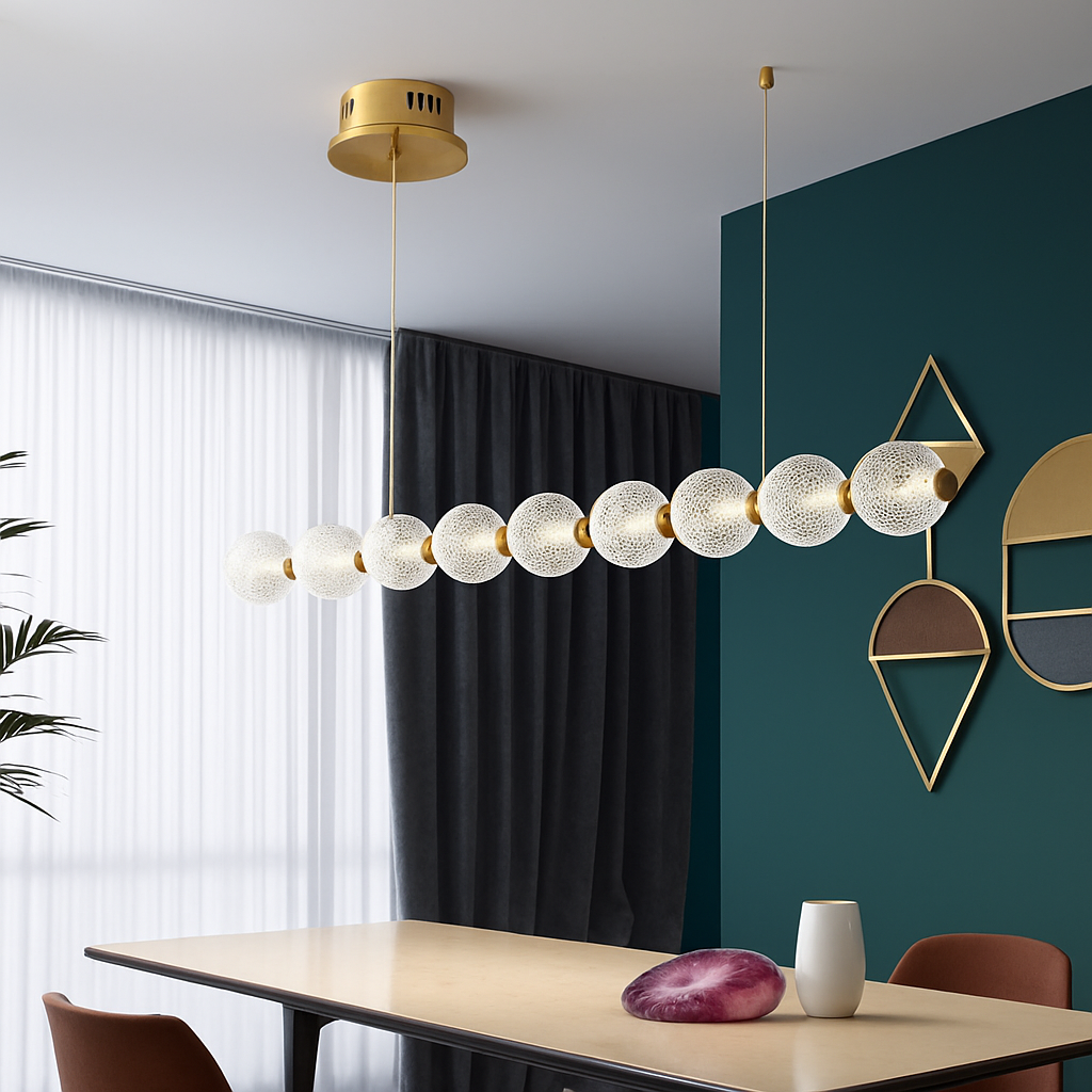 suspension led minimaliste en boule acrylique hauteur réglable - vue 5 sur 7