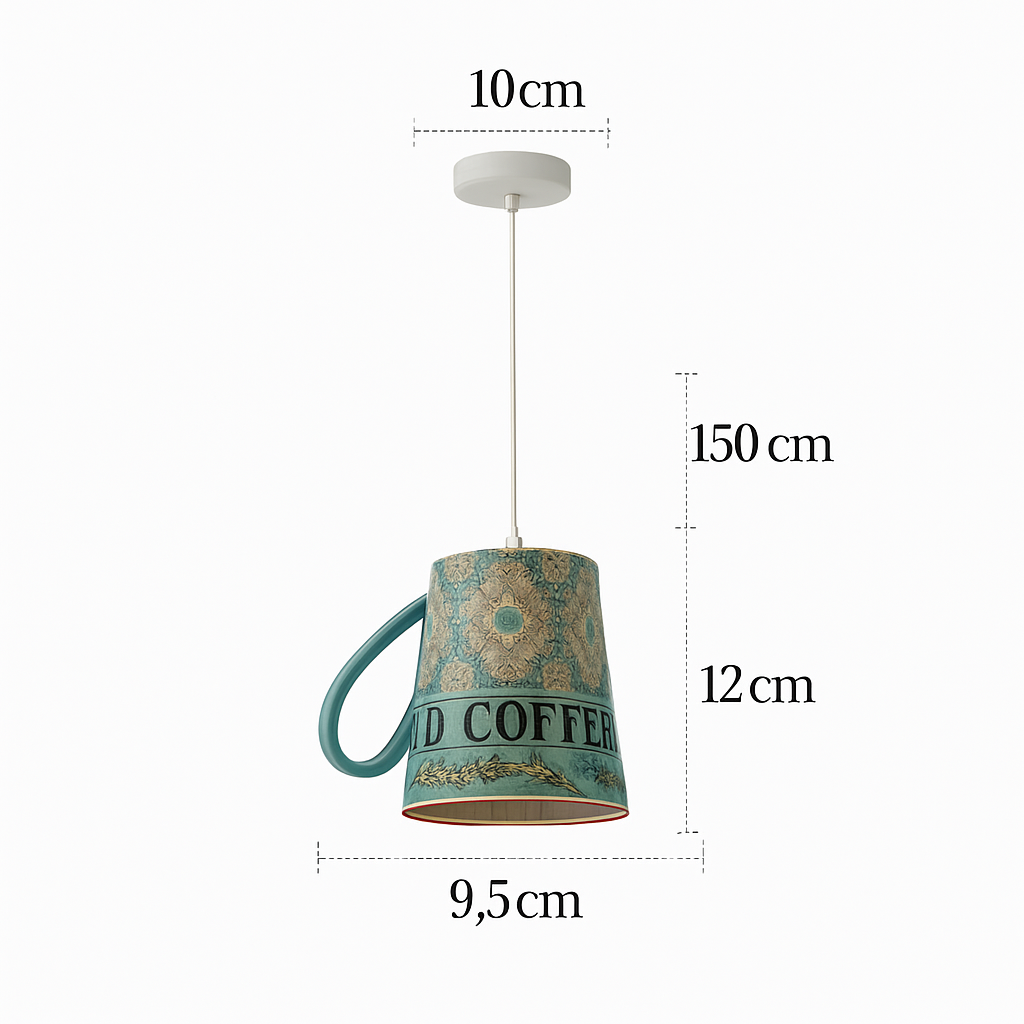 Suspension LED moderne en forme de tasse à caf renservée - vue 24 sur 24