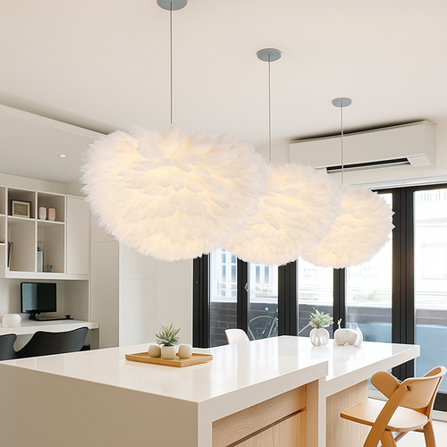 Suspension LED moderne fleurie blanche - vue 2 sur 5