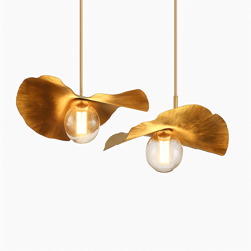 Suspension LED modernes en laiton feuille de Lotus pour Restaurant Table basse cuisine île lustre décor à la maison Lustres Luminaires - vue 2 sur 9