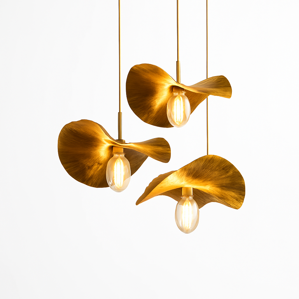 Suspension LED modernes en laiton feuille de Lotus pour Restaurant Table basse cuisine île lustre décor à la maison Lustres Luminaires - vue 3 sur 9
