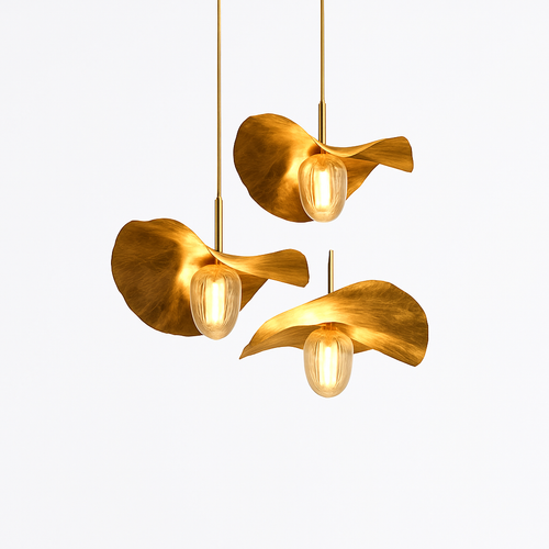 Suspension LED modernes en laiton feuille de Lotus pour Restaurant Table basse cuisine île lustre décor à la maison Lustres Luminaires - vue 4 sur 9