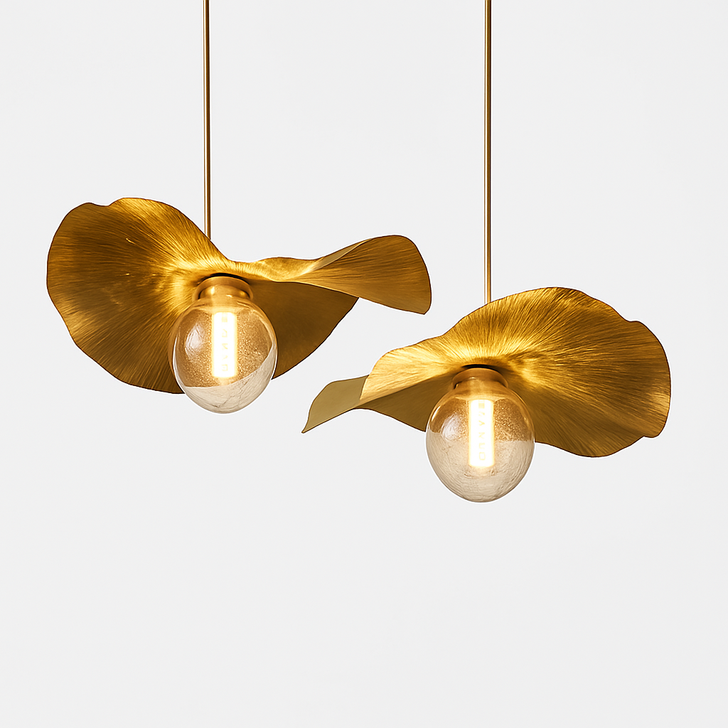 Suspension LED modernes en laiton feuille de Lotus pour Restaurant Table basse cuisine île lustre décor à la maison Lustres Luminaires - vue 6 sur 9