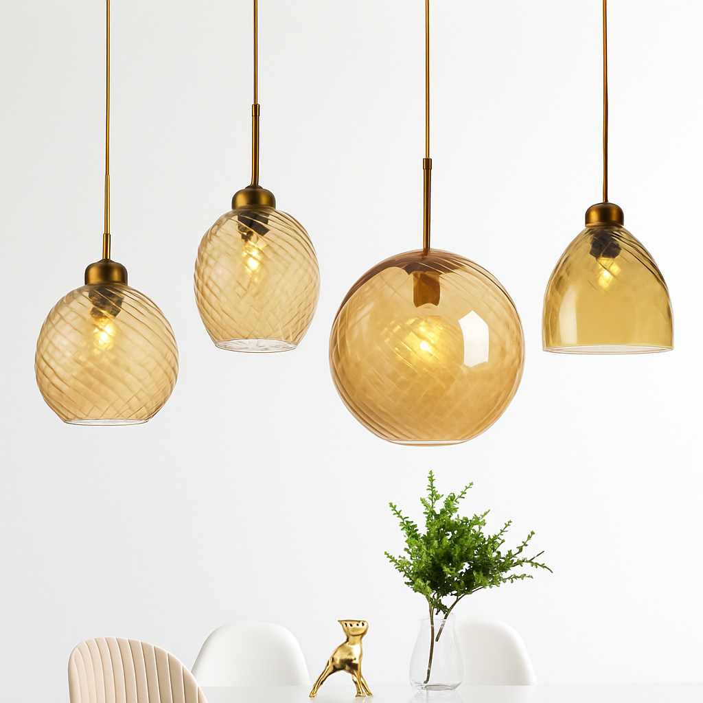 suspension led modernes en verre grain d'eau pour décoration intérieure - vue 4 sur 14