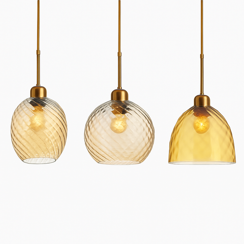 suspension led modernes en verre grain d'eau pour décoration intérieure - vue 7 sur 14