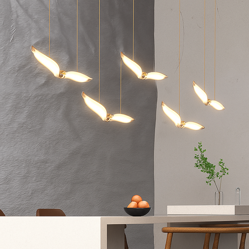 suspension led mouette acrylique de luxe éclairage intérieur - vue 4 sur 11
