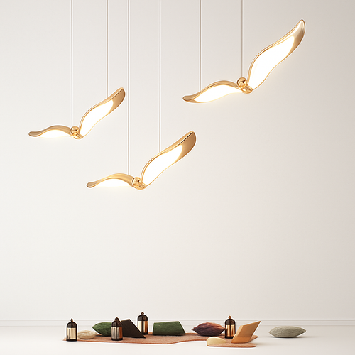 suspension led mouette acrylique de luxe éclairage intérieur - vue 6 sur 11