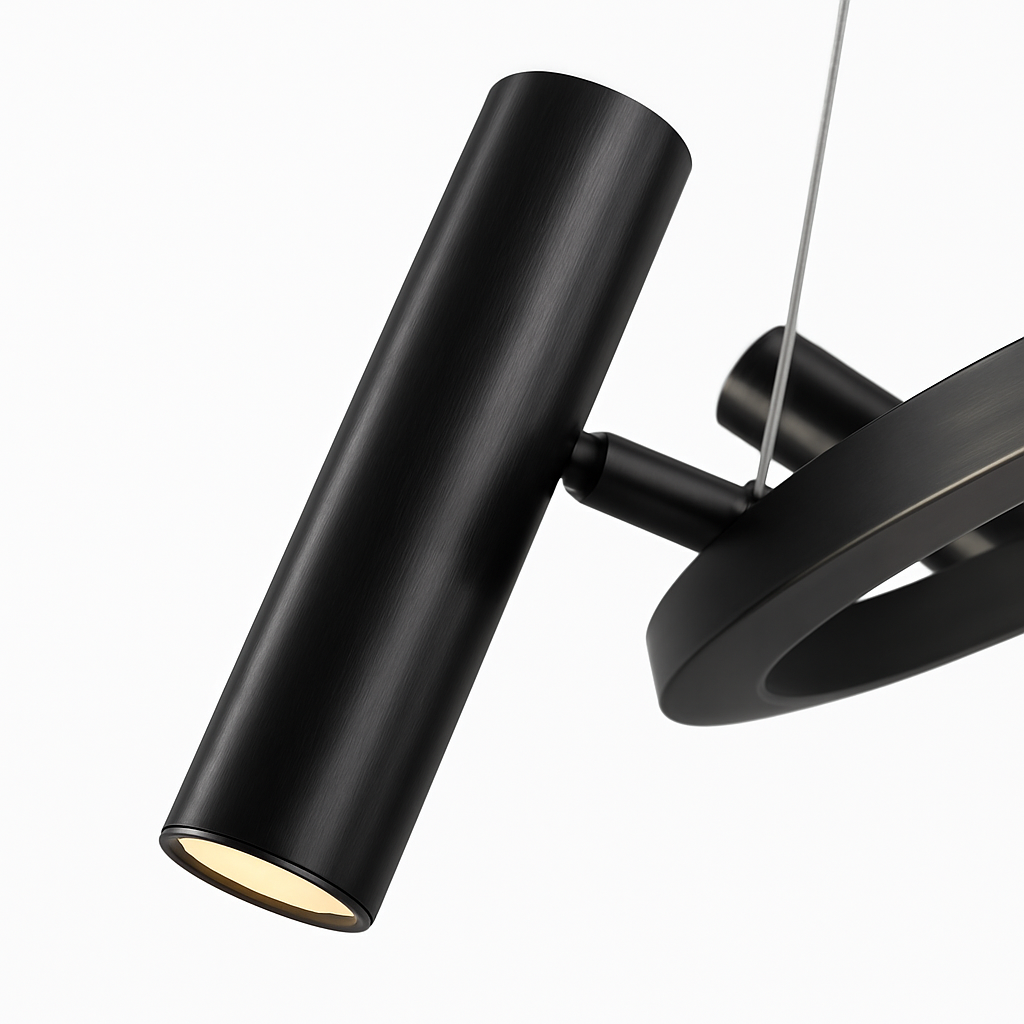 suspension led nordique en métal noir rotative pour intérieur - vue 6 sur 10