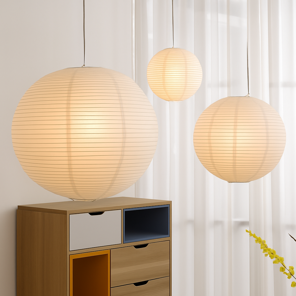 Suspension LED papier japonais sphères - vue 5 sur 11