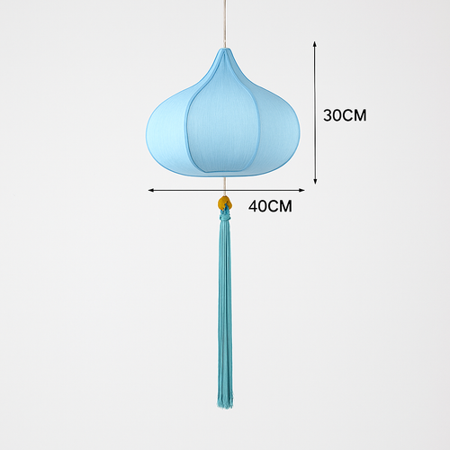 Suspension LED style chinois en tissu - vue 12 sur 18