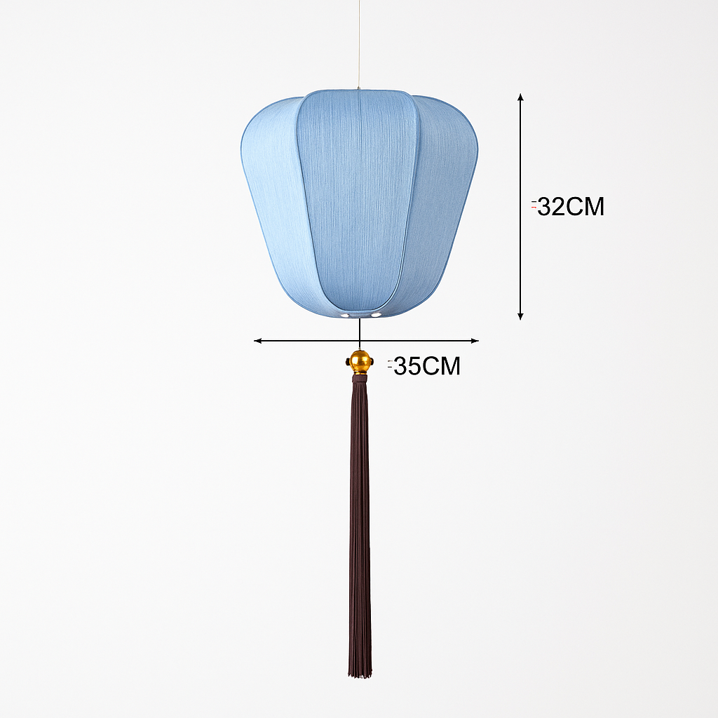 Suspension LED style chinois en tissu - vue 13 sur 18