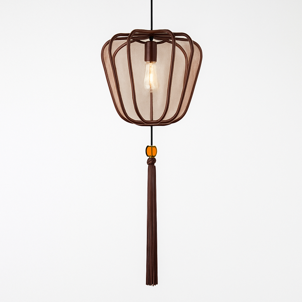 Suspension LED style chinois en tissu - vue 15 sur 18
