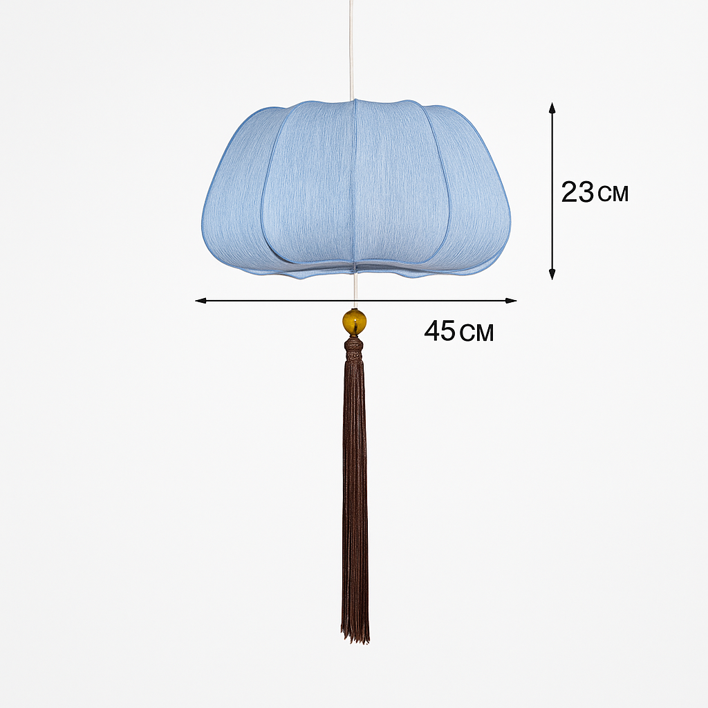 Suspension LED style chinois en tissu - vue 5 sur 18