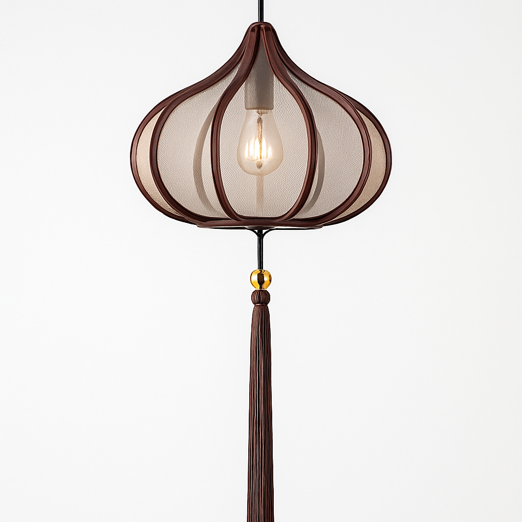 Suspension LED style chinois en tissu - vue 8 sur 18