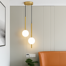 Suspension LED tube doré et boule