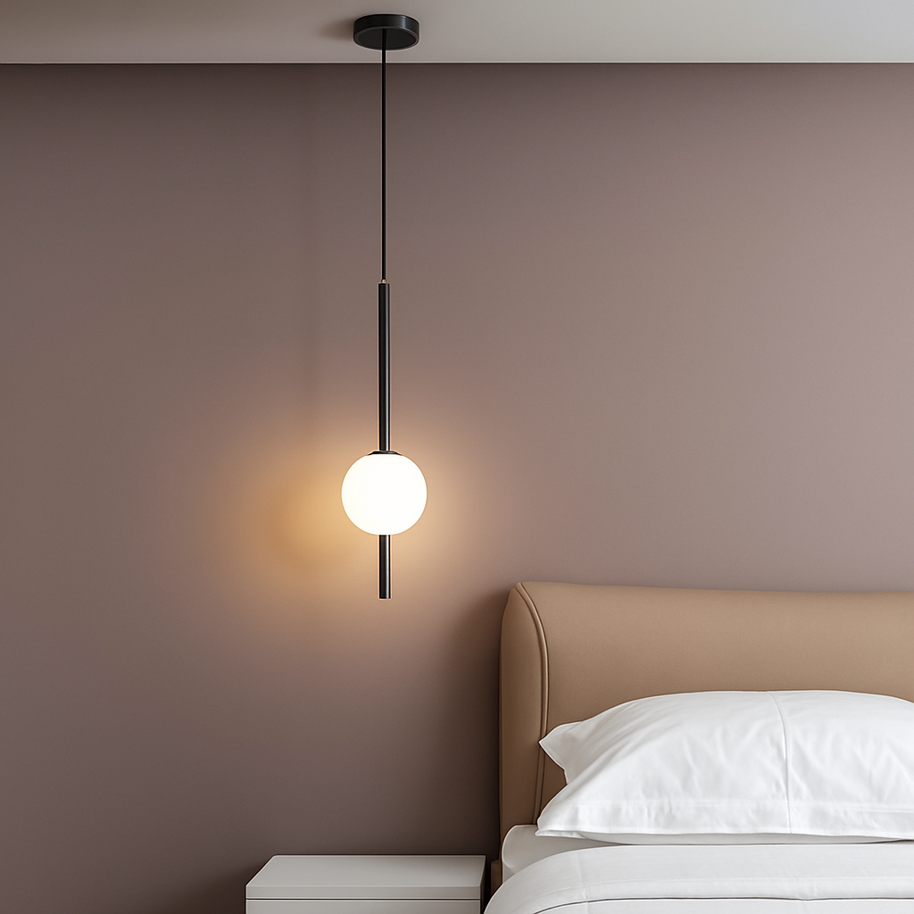 Suspension LED tube doré et boule - vue 4 sur 12
