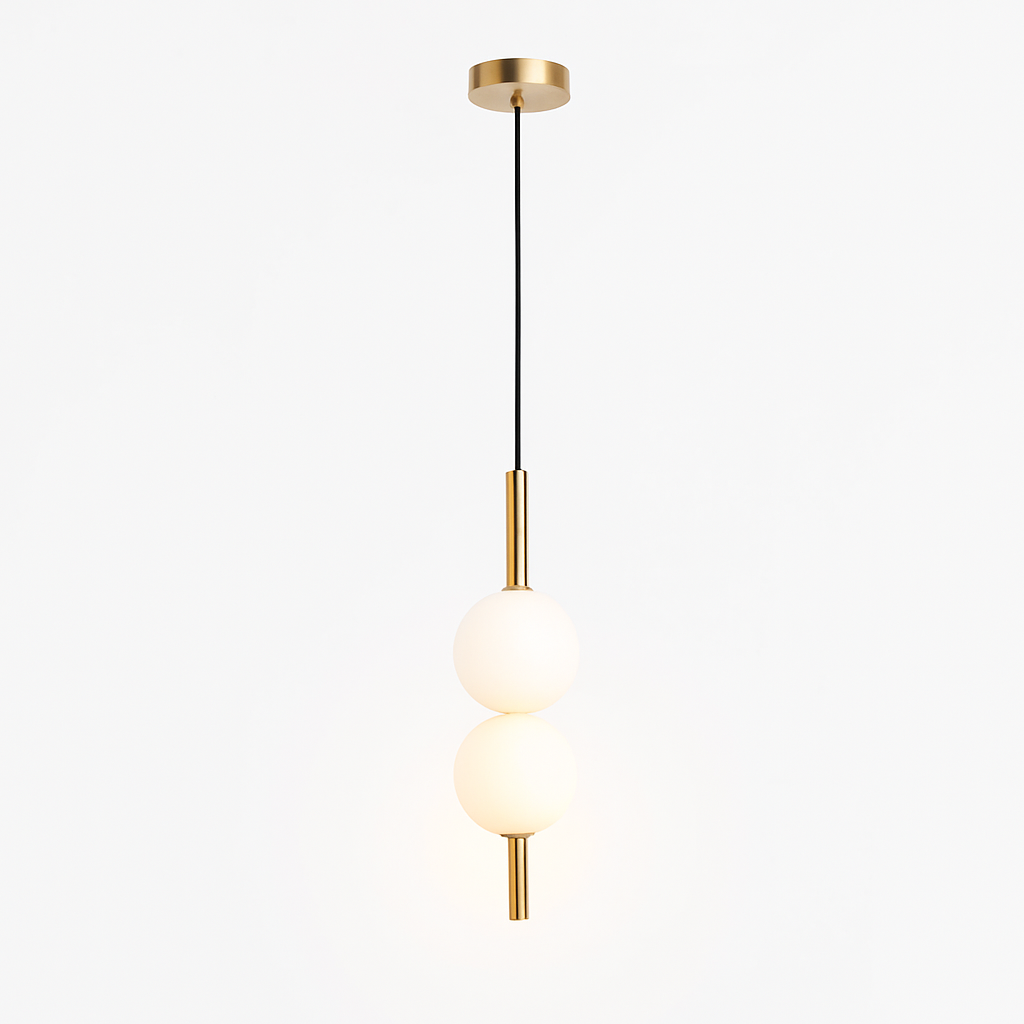 Suspension LED tube doré et boule - vue 5 sur 12
