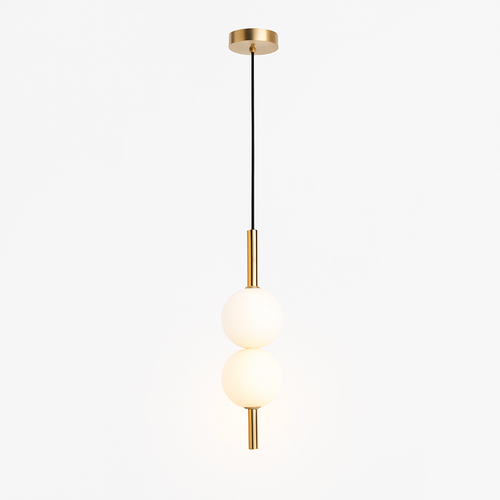 Suspension LED tube doré et boule - vue 6 sur 12