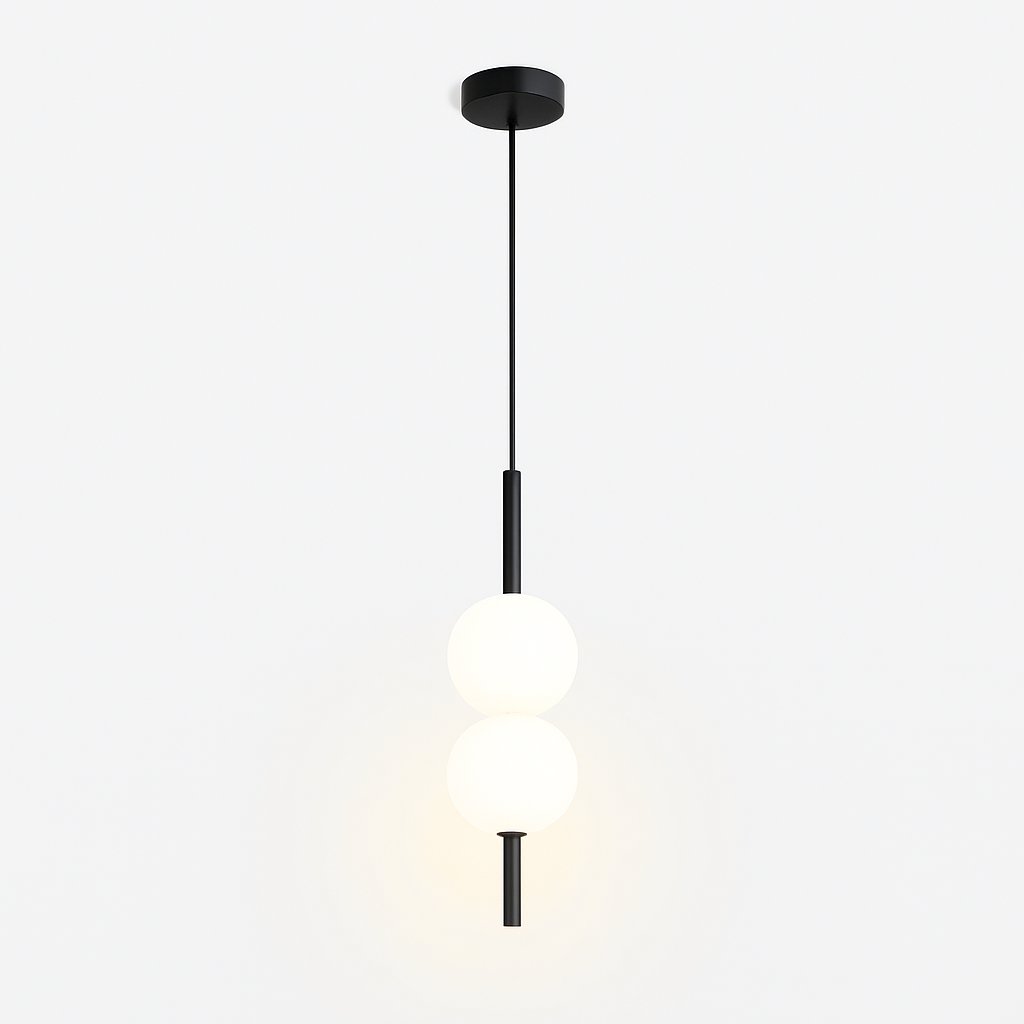 Suspension LED tube doré et boule - vue 6 sur 12