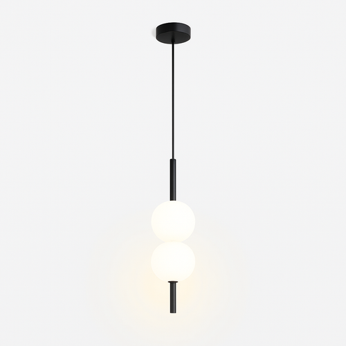 Suspension LED tube doré et boule - vue 7 sur 12