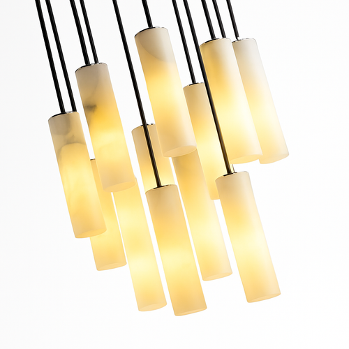 Suspension lustre design avec fil réglable et marbre naturel - vue 6 sur 14
