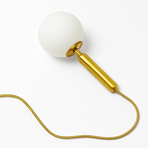 suspension luxueuse avec abat-jour en boule dorée - vue 2 sur 12