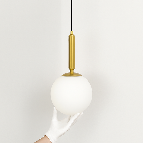 suspension luxueuse avec abat-jour en boule dorée - vue 10 sur 12
