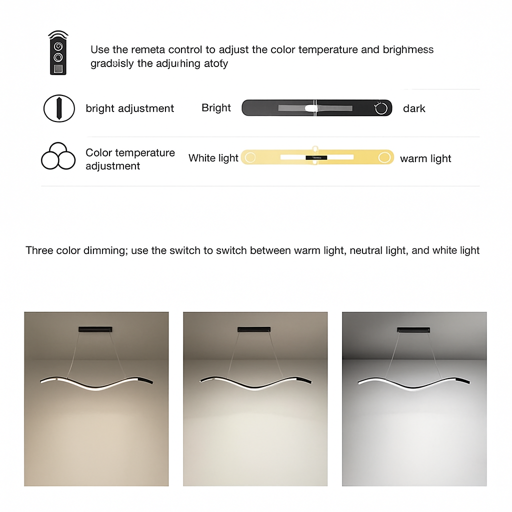 suspension minimaliste en aluminium fer lumière led lustre - vue 5 sur 10
