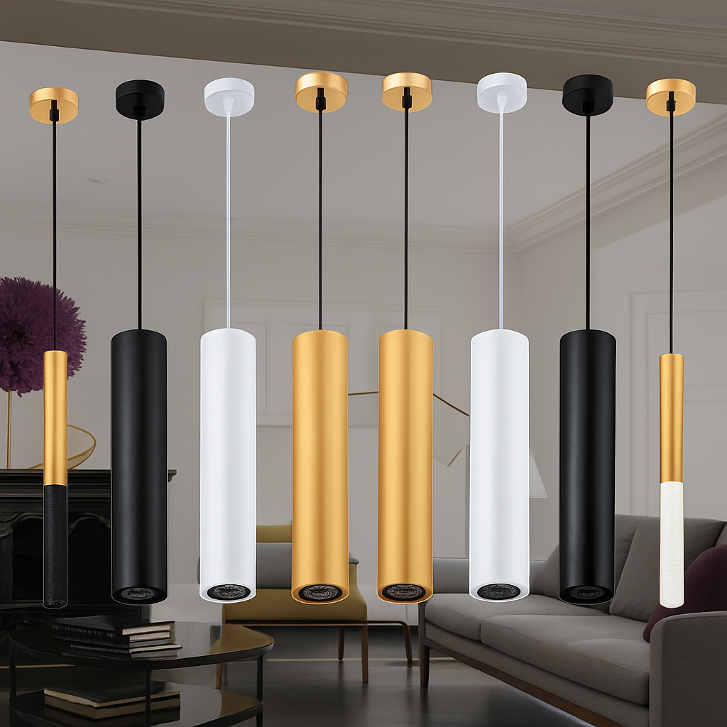 suspension moderne cylindrique en décoration intérieure nordique - vue 3 sur 12