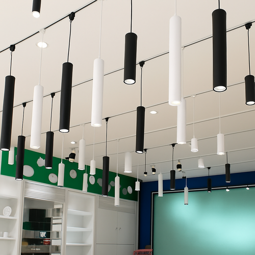 suspension moderne cylindrique en décoration intérieure nordique - vue 5 sur 12