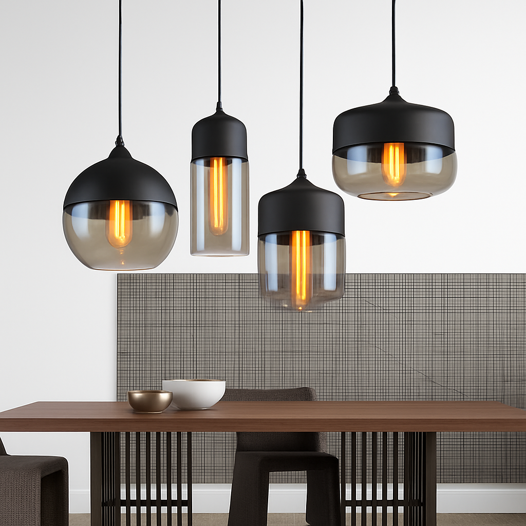 Suspension moderne design en verre et métal Loft - vue 2 sur 21