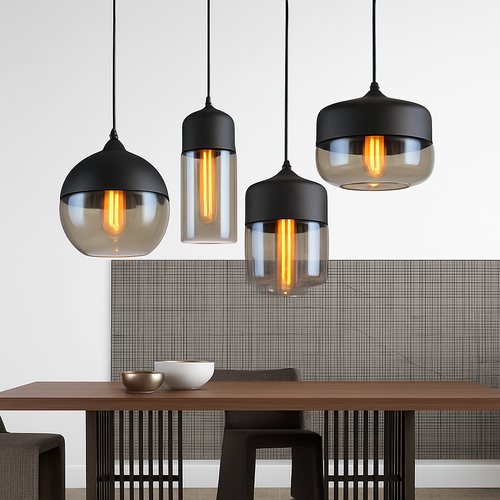 Suspension moderne design en verre et métal Loft - vue 3 sur 21