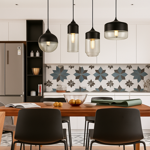 Suspension moderne design en verre et métal Loft - vue 6 sur 21