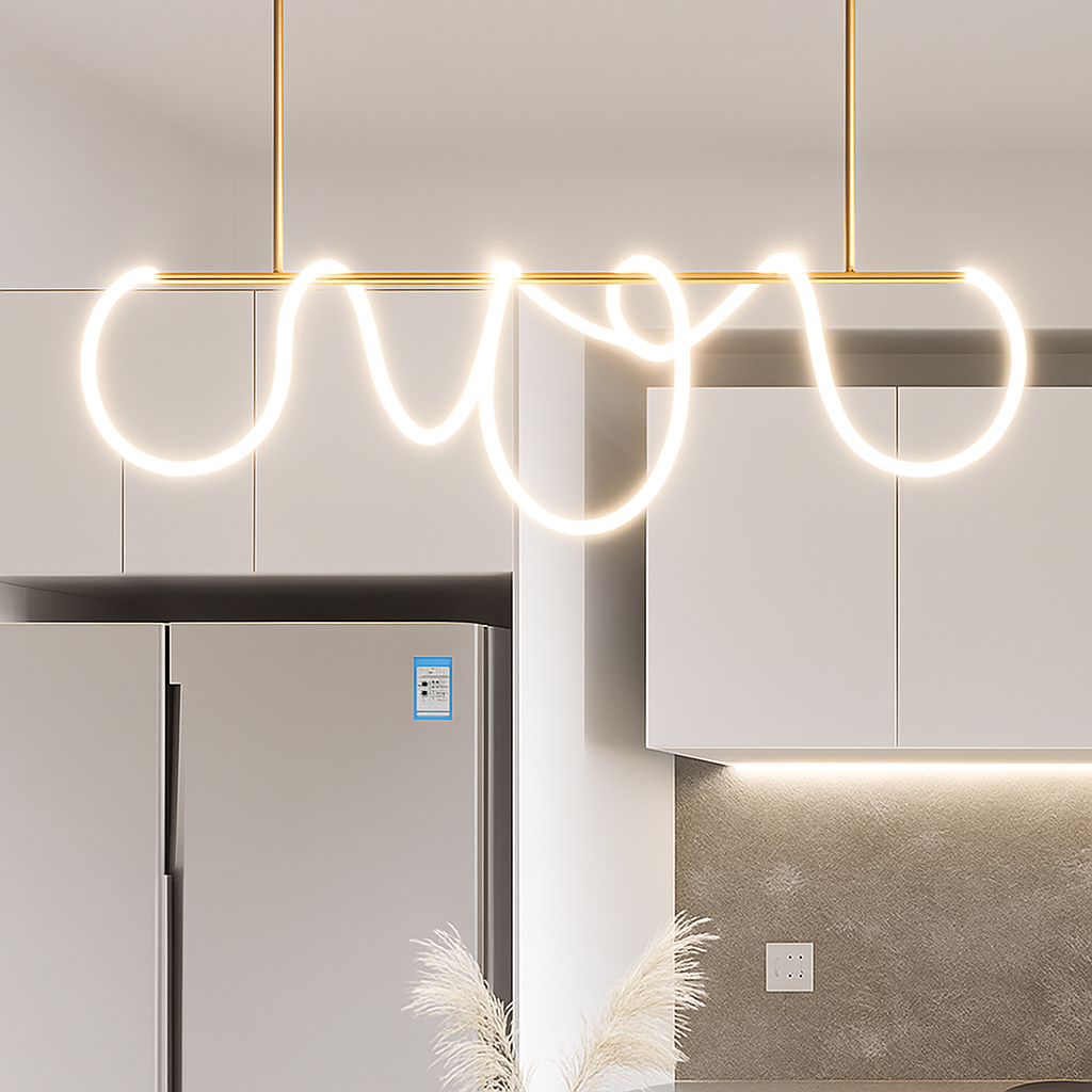 suspension moderne design long tube lumineux flexible pour espace contemporain - vue 2 sur 22
