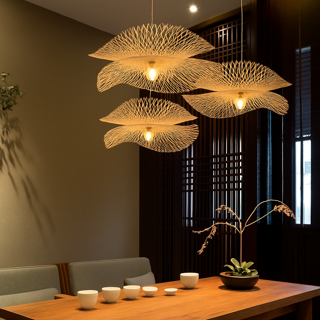 suspension moderne en bambou pour décoration intérieure artisanale - vue 6 sur 6