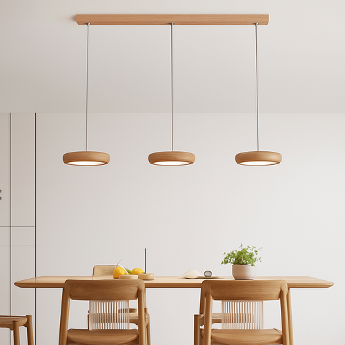 suspension moderne en bois à trois têtes minimaliste - vue 2 sur 12