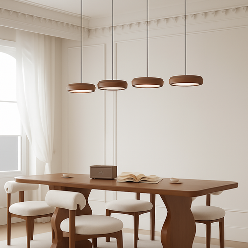 suspension moderne en bois à trois têtes minimaliste - vue 3 sur 12