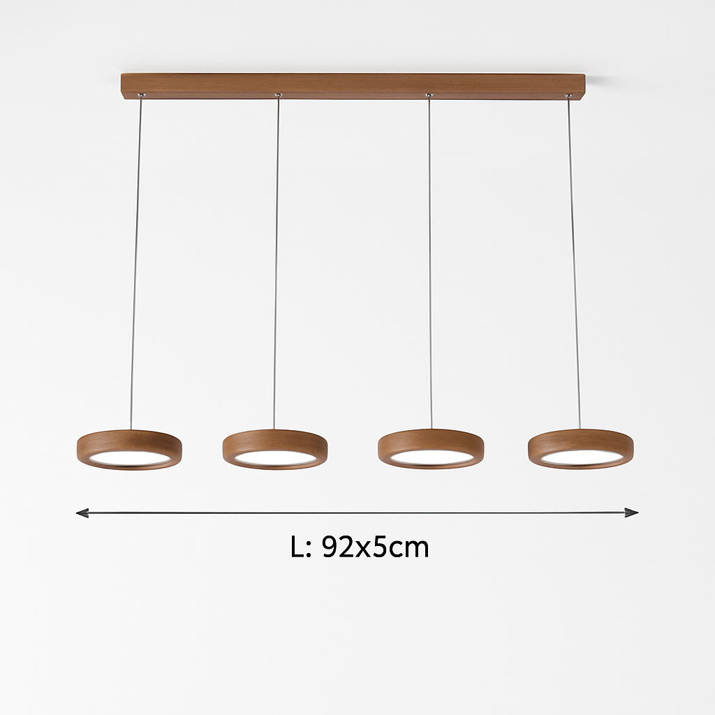 suspension moderne en bois à trois têtes minimaliste - vue 11 sur 12