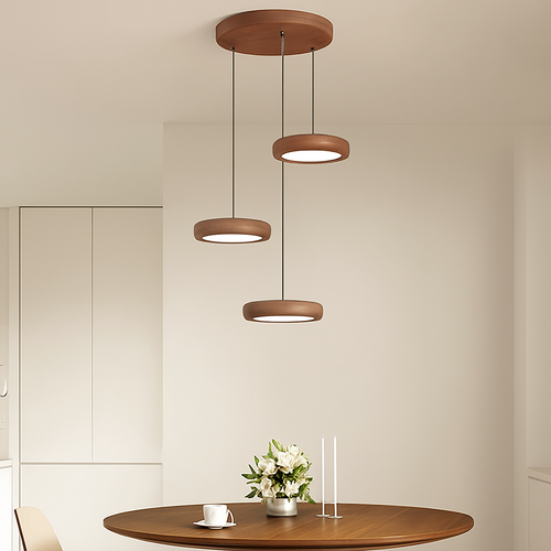 suspension moderne en bois à trois têtes minimaliste - vue 5 sur 12