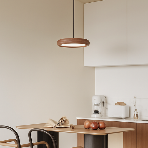 suspension moderne en bois à trois têtes minimaliste - vue 6 sur 12