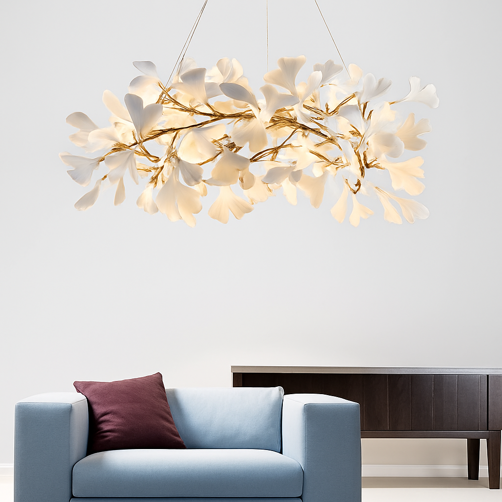 suspension moderne en forme de feuilles d'acrylique avec cordon réglable - vue 3 sur 10