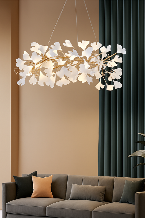 suspension moderne en forme de feuilles d'acrylique avec cordon réglable - vue 5 sur 10