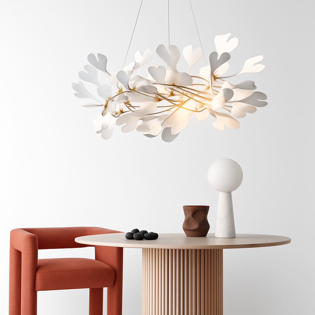 suspension moderne en forme de feuilles d'acrylique avec cordon réglable - vue 5 sur 10