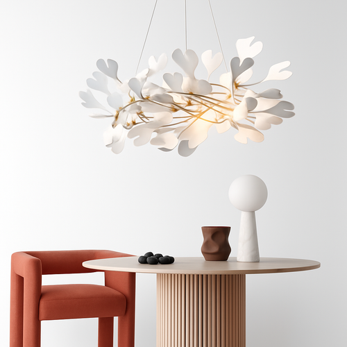 suspension moderne en forme de feuilles d'acrylique avec cordon réglable - vue 6 sur 10