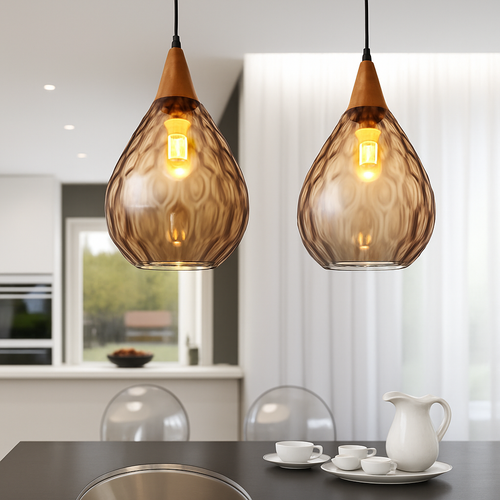 suspension moderne en verre gouttelettes d'eau luminaire décoratif - vue 3 sur 9