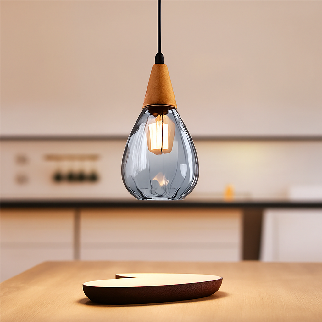 suspension moderne en verre gouttelettes d'eau luminaire décoratif - vue 4 sur 9