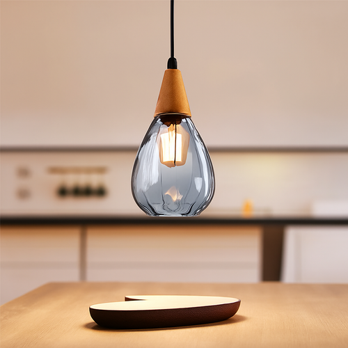 suspension moderne en verre gouttelettes d'eau luminaire décoratif - vue 4 sur 9